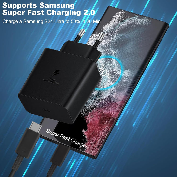 45W USB C Ladegerät Schnellladegerät, Super Fast Charger Netzteil mit 2 m 5A Ladekabel Schnellladeka