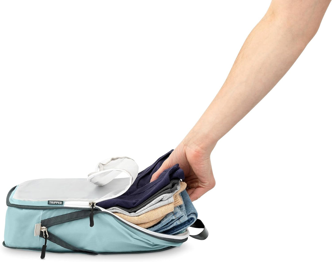 Grosses Packwürfel-Set mit durchsichtigem Netz, Kompressions-Verpackungswürfel, Reise-Organizer (sta
