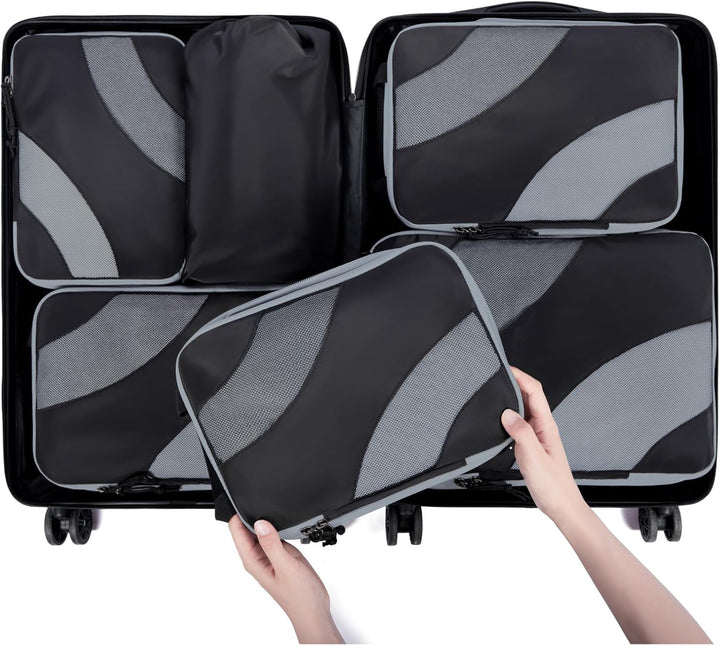 BAGSMART Packing Cubes Compression 6 Stück, Packwürfel Kompression Koffer Organizer Set, Travel Esse