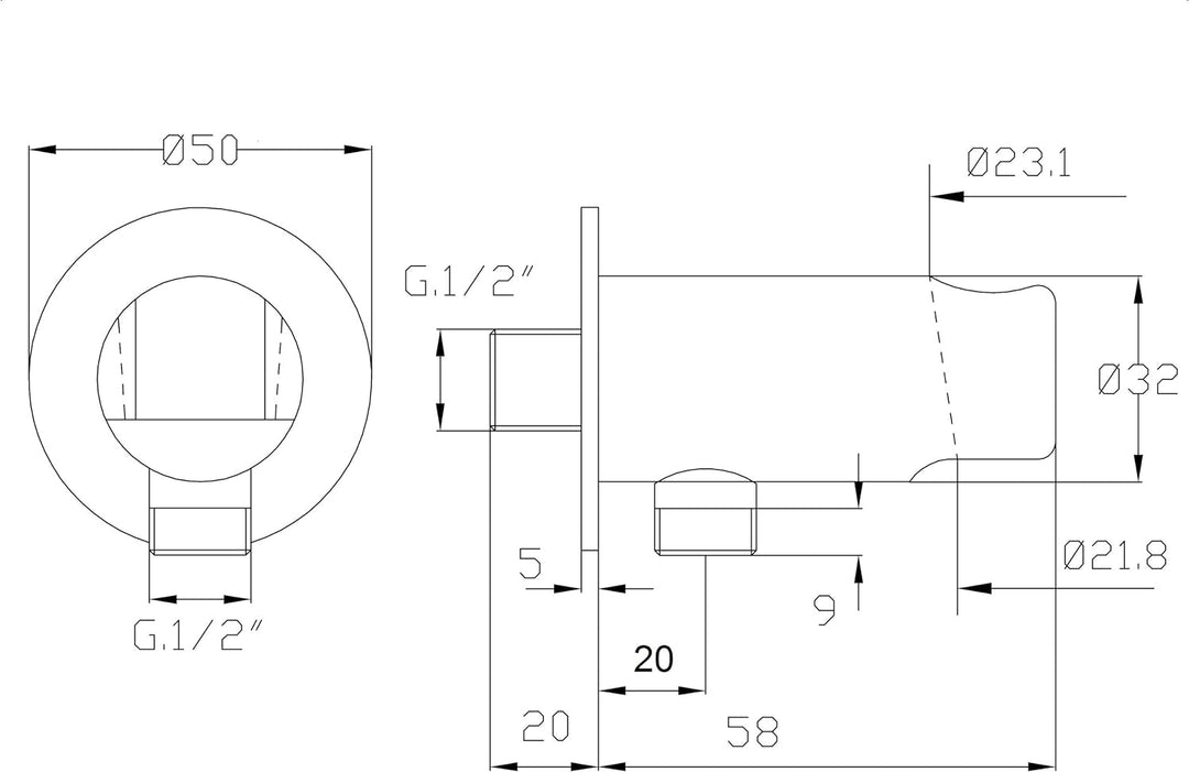 Design Wandanschlussbogen mit Brausehalterung/Anschluss Handbrause/Brause...