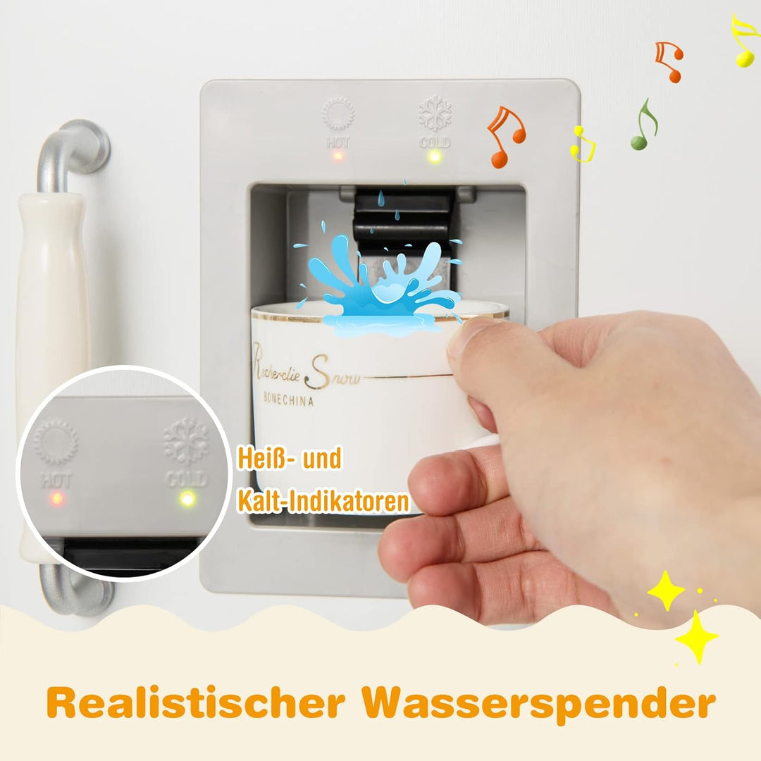 COSTWAY Eck Spielküche mit separatem Kühlschrank, Kinderküche Holz mit Sound, inkl. Spielzubehör, fü