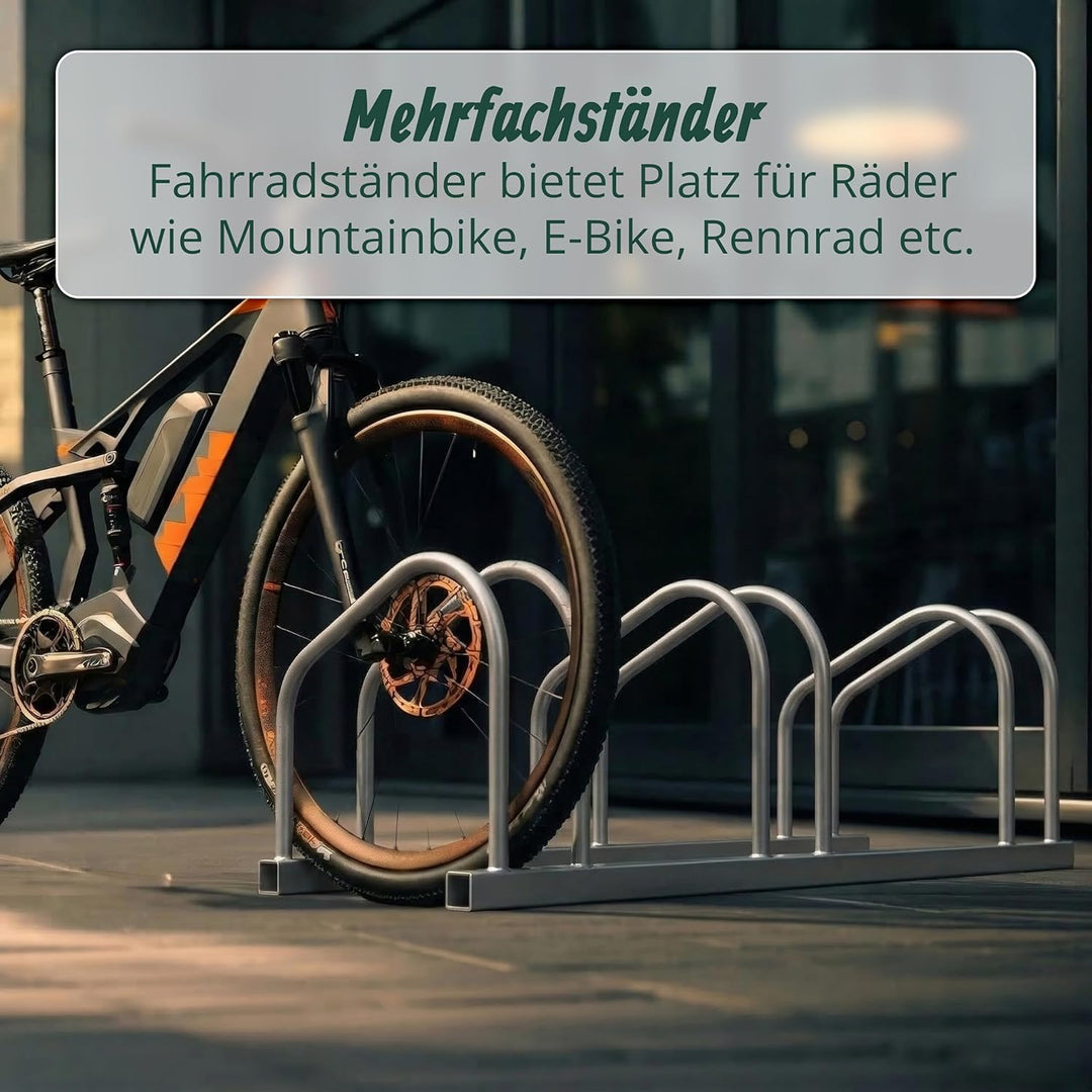 Relaxdays Fahrradständer Boden &amp; Wandmontage, 3 Räder, bis 65 mm Reifenbreite, Garage &amp; Hof, Reihenp