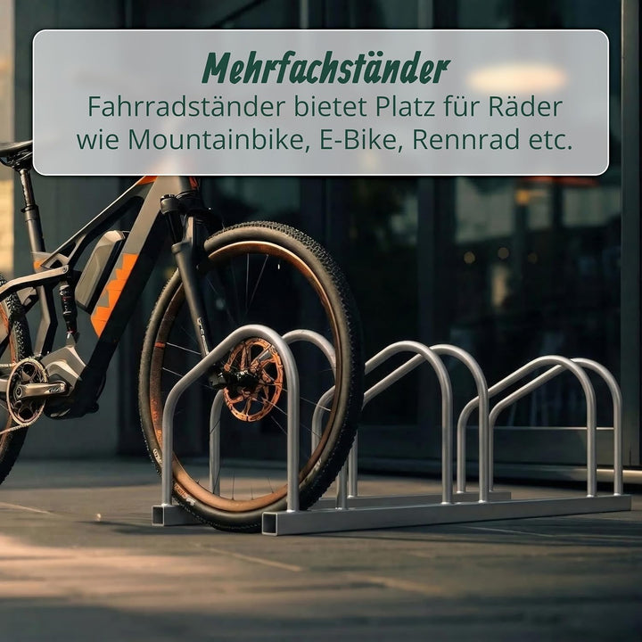 Relaxdays Fahrradständer Boden &amp; Wandmontage, 3 Räder, bis 65 mm Reifenbreite, Garage &amp; Hof, Reihenp