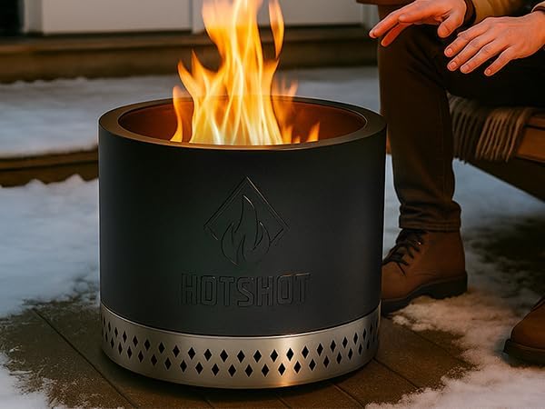 Raucharmes Feuertonne ⌀63,5cm in braune Farbe mit Doppelte Wand aus Edelstahl 304 inkl. eine tragbar
