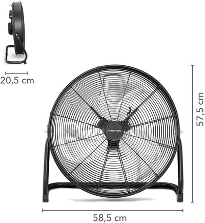 TROTEC Bodenventilator TVM 20 D – 120 Watt, Neigungswinkel 360°, 3 Stufen, Ø 50 cm, kippfester Stand