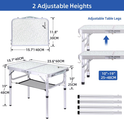Klappbarer Campingtisch, Sportneer, höhenverstellbar, Kleiner Klapptisch, tragbare Campingtische (59