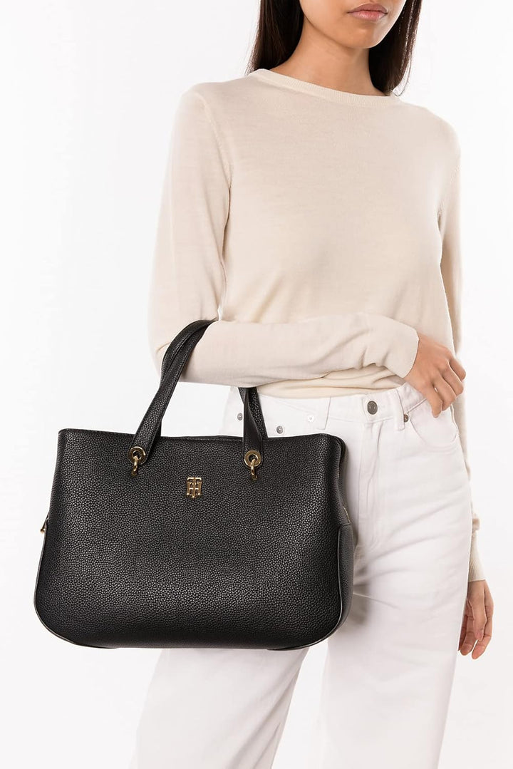 Tommy Hilfiger Damen Th Element Umhängetasche Schulranzen Schwarz, Schwarz