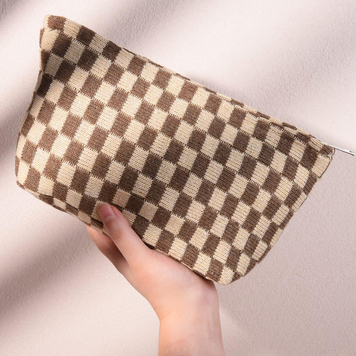 SOIDRAM Make-up-Tasche, gross, kariert, aus Segeltuch, Reise-Kulturbeutel, Organizer, niedliche Make