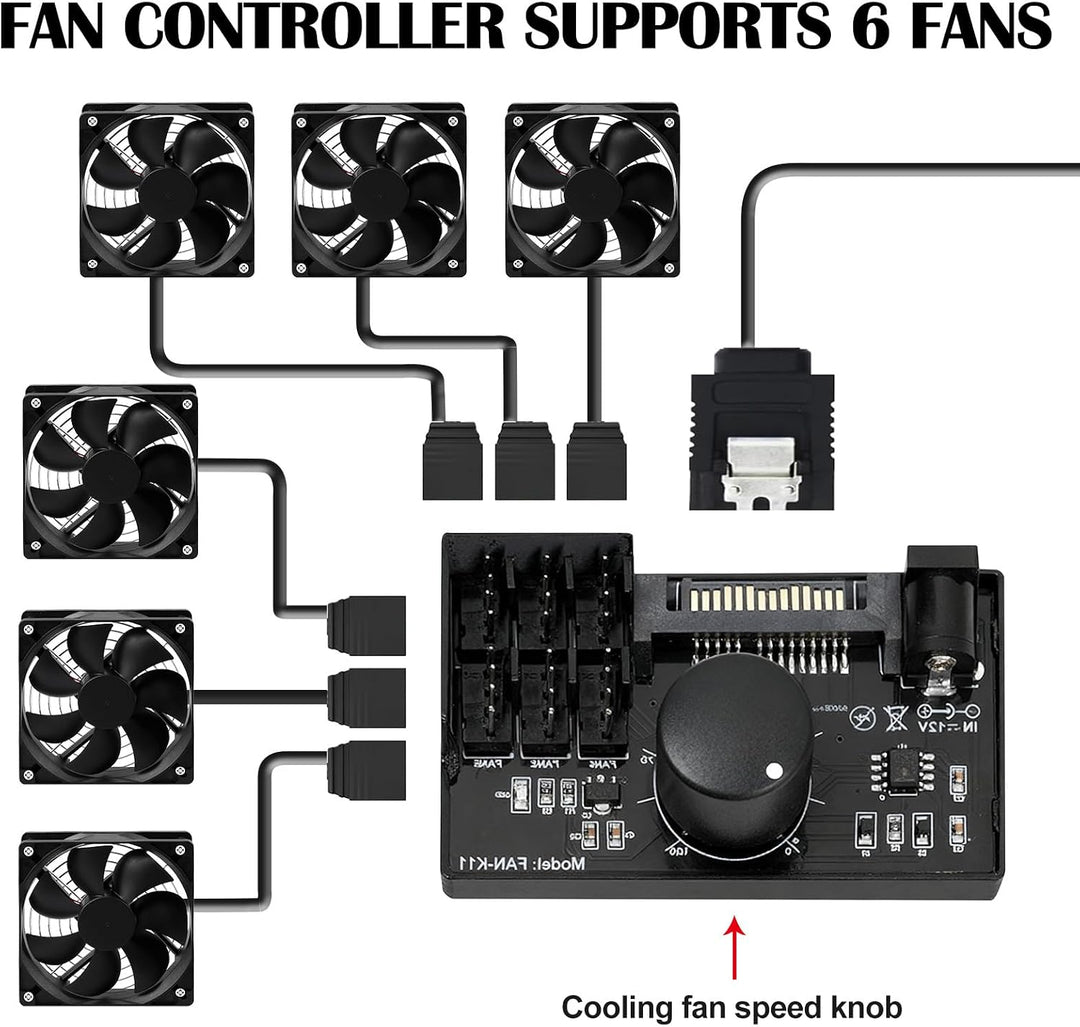 2 Stück PWM Lüfterdrehzahlregler 12V: 4-polig, PWM Lüfter Controller mit Kabel PC-Lüfteradapter-Hub