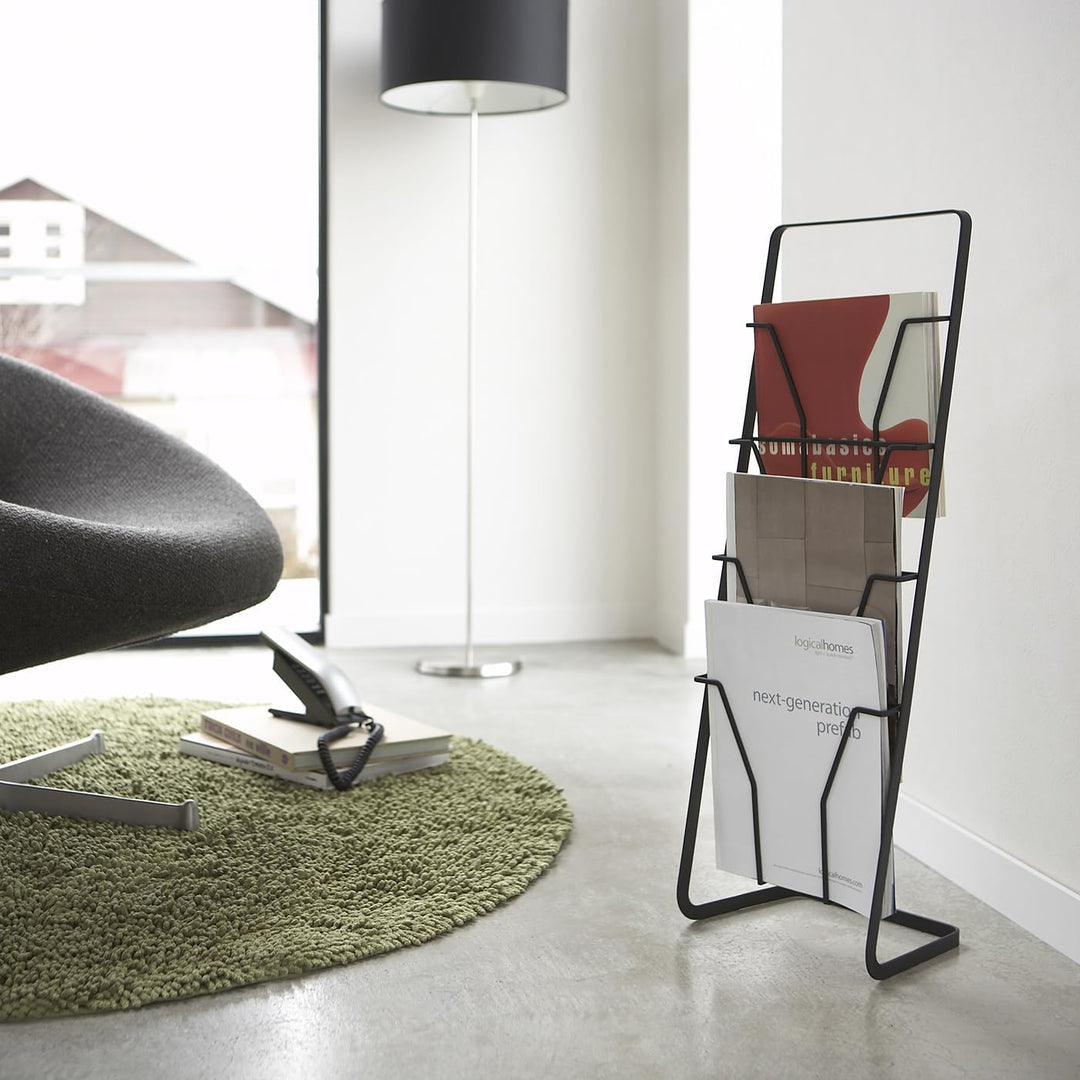 Magazine stand 4 folders - Tower - black Schwarz, Schwarz