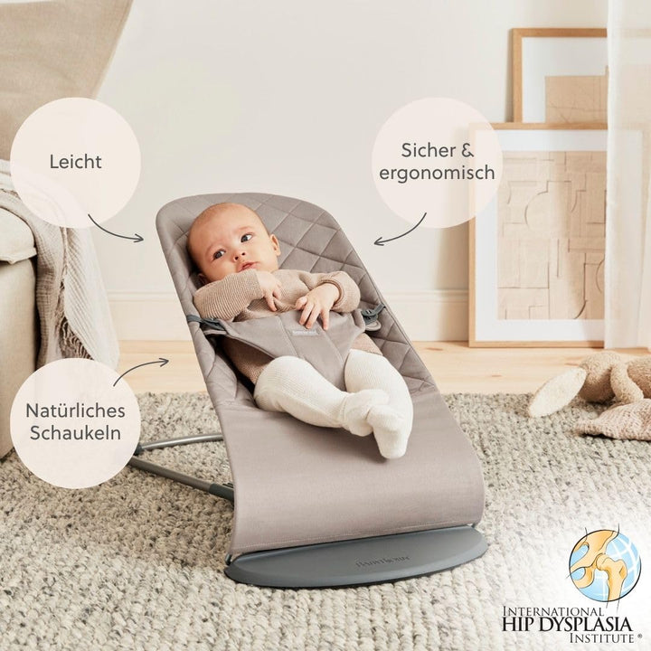 BabyBjörn Babywippe Bliss, Gewebt, Klassische Steppung, Sandgrau Sandgrau Gewebt, Klassische Steppun