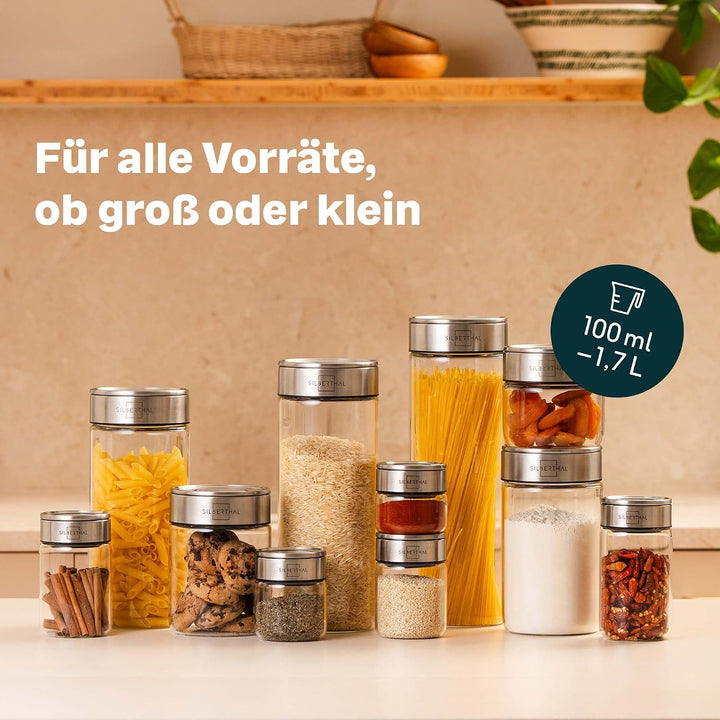 SILBERTHAL Vorratsdosen Glas mit Deckel 400 ml - Vorratsgläser für luftdichte &amp; auslaufsichere Aufbe