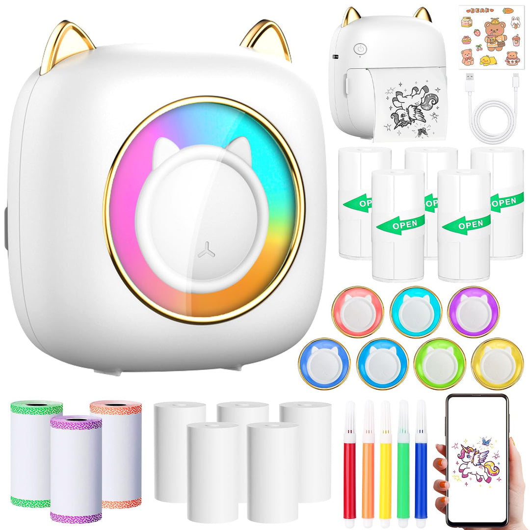 Mini Drucker, Tragbarer Mini Fotodrucker Thermodrucker Smartphone Taschendrucker, Wireless Bluetooth