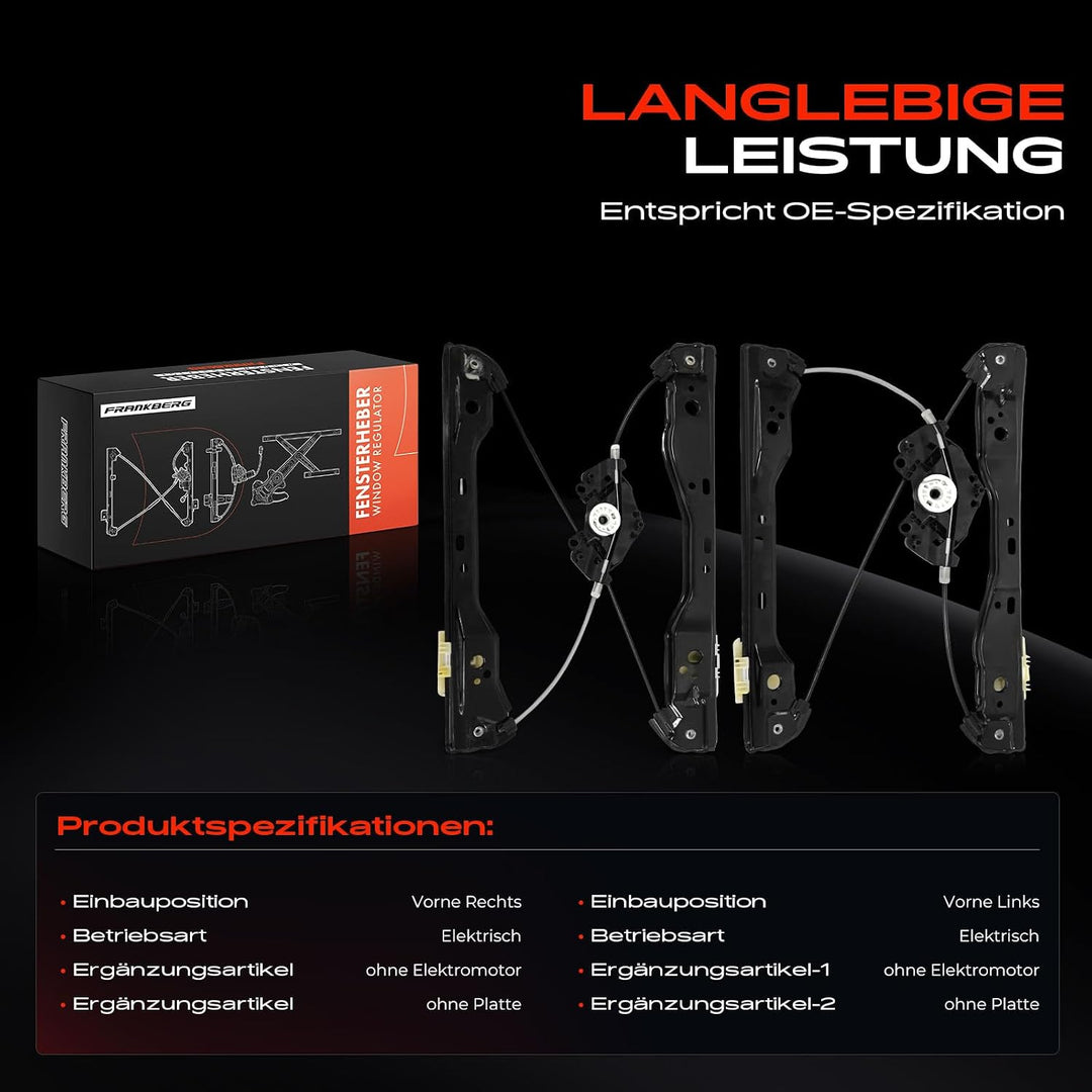 Frankberg 2x Fensterheber Fensterhebermechanik Vorne Links Rechts 31349486 | Kompatibel mit S60 II C
