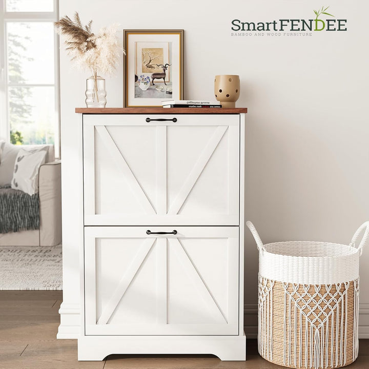 Smart FENDEE Schuhschrank, Schuhschrank für den Eingangsbereich, mit 2 Klappschubladen, schmaler Bau