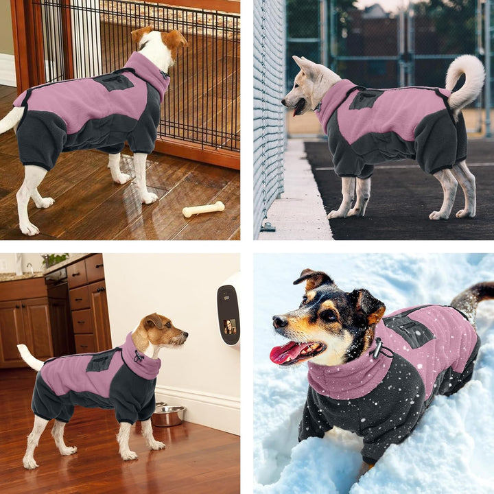 Hundemantel Fleece, Hundejacke mit Beinen Rollkragenpullover Hundejacke Mantel Winter Hundebekleidun