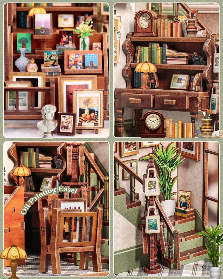 CUTEBEE Book Nook Kit - DIY Puppenhaus Bausatz zum Selberbauen, EIN Retro und künstlerisches Miniatu