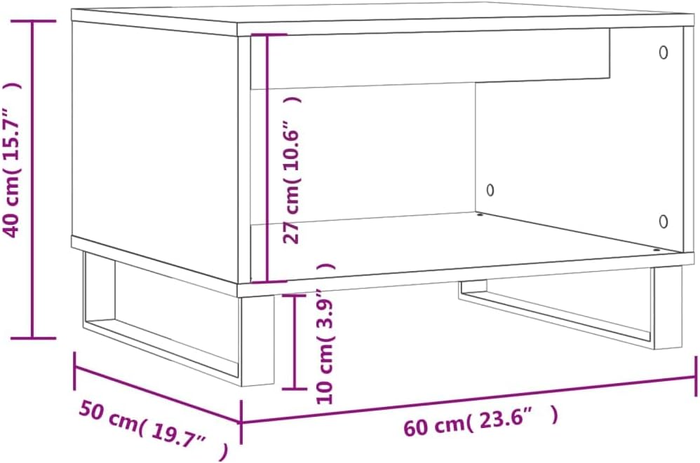 vidaXL Couchtisch Betongrau 60x50x40 cm Holzwerkstoff, Betongrau