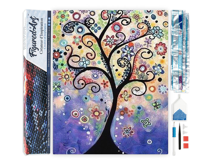Figured'Art Diamond Painting Erwachsene 40x50cm Ganze Leinwand gerollt Baum des Lebens 5D Bilder Eck
