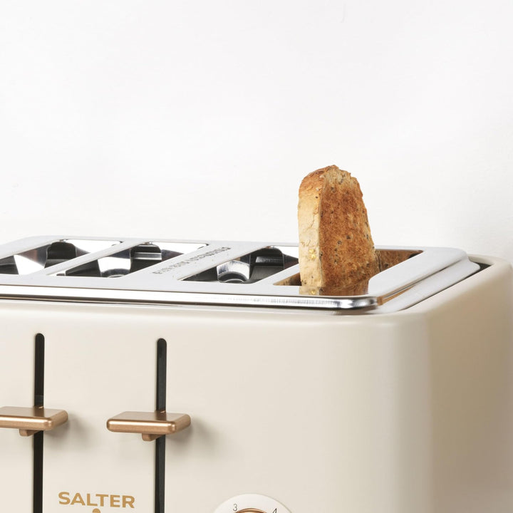 Salter Pebble 4-Scheiben-Toaster – Toaster mit breitem Schlitz, Hochhub-Auswurf, 6 Bräunungsstufen,