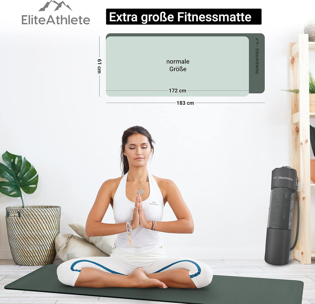 EliteAthlete Yogamatte - Sportmatte - Fitnessmatte - Gymnastikmatte gepolstert &amp; rutschfest für Fitn