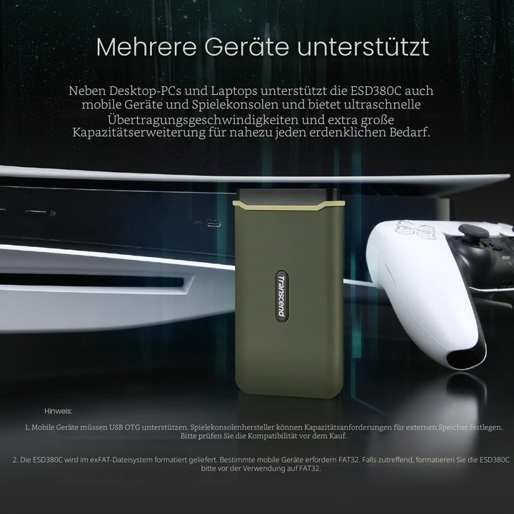 Transcend 2TB USB 3.2 Gen 2x2 USB Type-C ESD380C Portable SSD Solid State Drive TS2TESD380C
