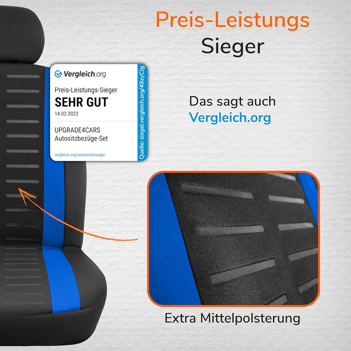 Upgrade4cars Autositzbezüge Set für die Vordersitze Version 2026 | Auto-Schonbezüge Universal in Bla