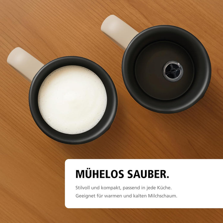 Brabantia Elektrischer Milchaufschäumer, 500 Watt, 300 ml, 4-in-1, BPA-frei, Warm & Kalt, 4 Stufen,