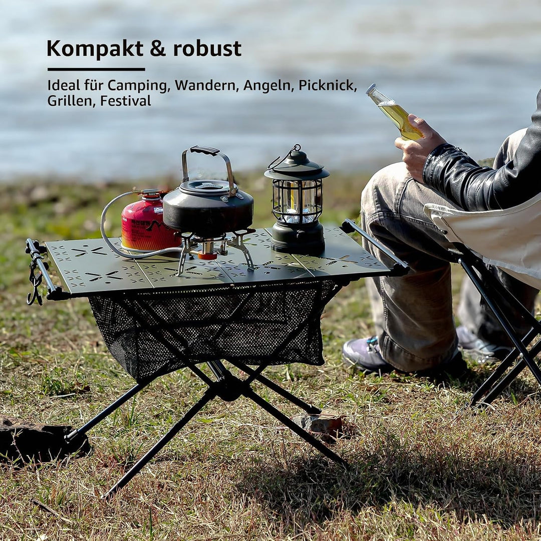 Campingtisch Klappbar,Aluminium Klapptisch Camping Tisch mit Tragetasche und Netztasche,Ultraleicht