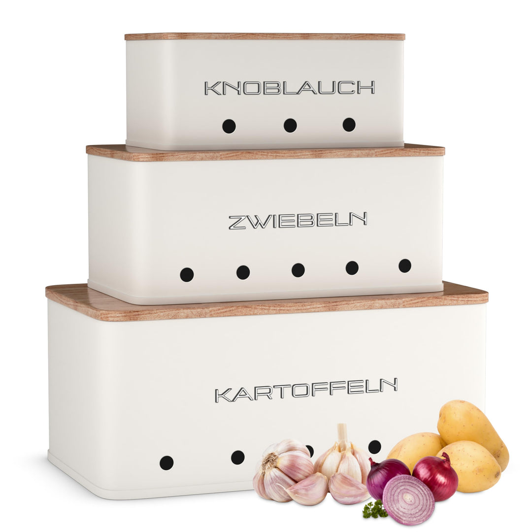 kartoffel aufbewahrungsbox - Set 3 aufbewahrung kartoffeln zwiebeln knoblauch - gemüse aufbewahrung