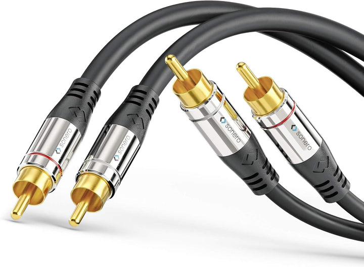 Sonero Premium 15,0m Cinch Kabel, 2x Cinch auf 2x Cinch, Audio Kabel, Subwoofer, HiFi-Anlage, Verstä