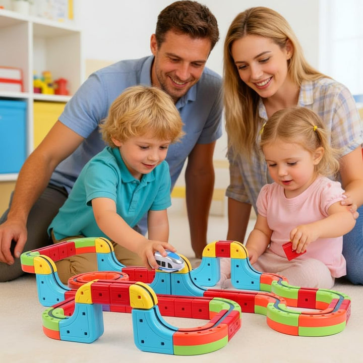 68 Stück Clickrail Electric Train Set, Magisches Schienen WüRfel Zug Set, Cube Track Block Zug mit S