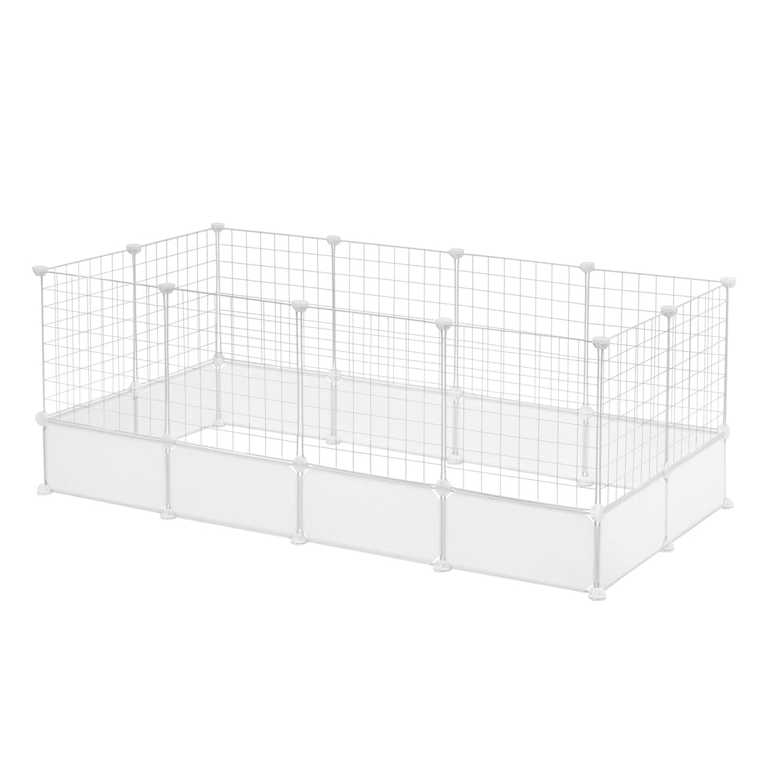 EUGAD Freigehege für Kaninchen, Freilaufgehege Kaninchen, Meerschweinchen Gehege, Weiss BHT 142x53x7