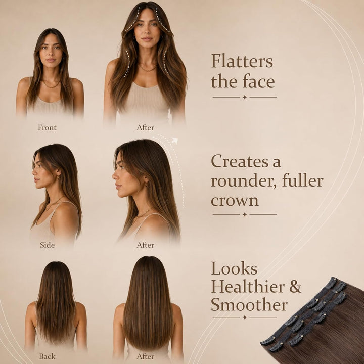 Rich Choices Clip in Extensions Echthaar Extensions Clip in Haarverlängerung Echthaar Remy Human Hai