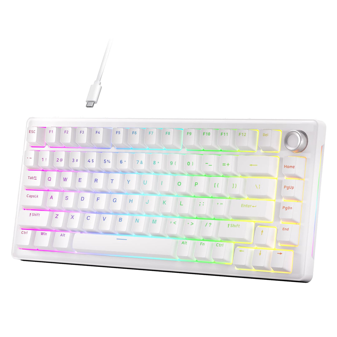 Dierya DK81E Gaming Tastatur,75% Prozent Gasket Mechanische Tastatur mit Knopf,RGB Hot Swap Linearer
