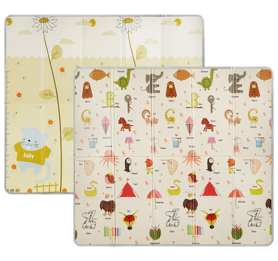 Krabbelmatte Baby 180x200cm, Faltbare Spielmatte mit Weicher Dämpfender Isolierung, Wasserfeste & ru
