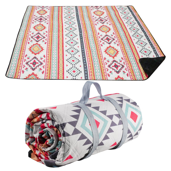 200 x 200 cm Picknickdecke Wasserdicht, Streifen Sandfeste Stranddecke Tragbare Stranddecke XXL Camp