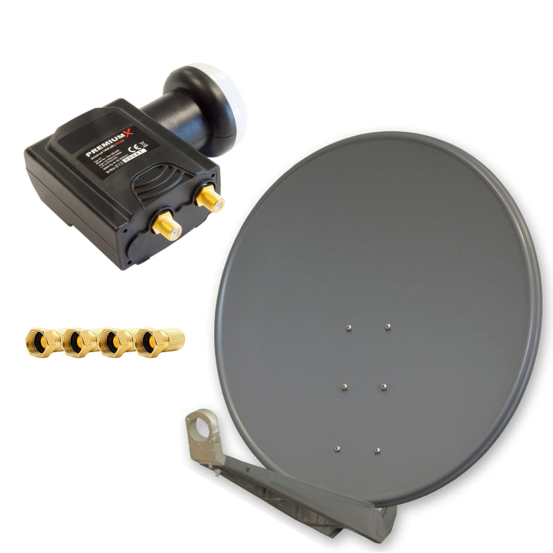 Premium X DELUXE100 Satellitenantenne 100 cm Aluminium in Anthrazit Offset Antenne HDTV 3D 4K Deluxe