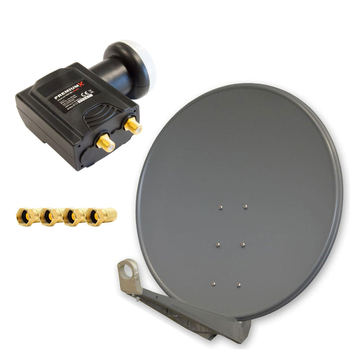 Premium X DELUXE100 Satellitenantenne 100 cm Aluminium in Anthrazit Offset Antenne HDTV 3D 4K Deluxe