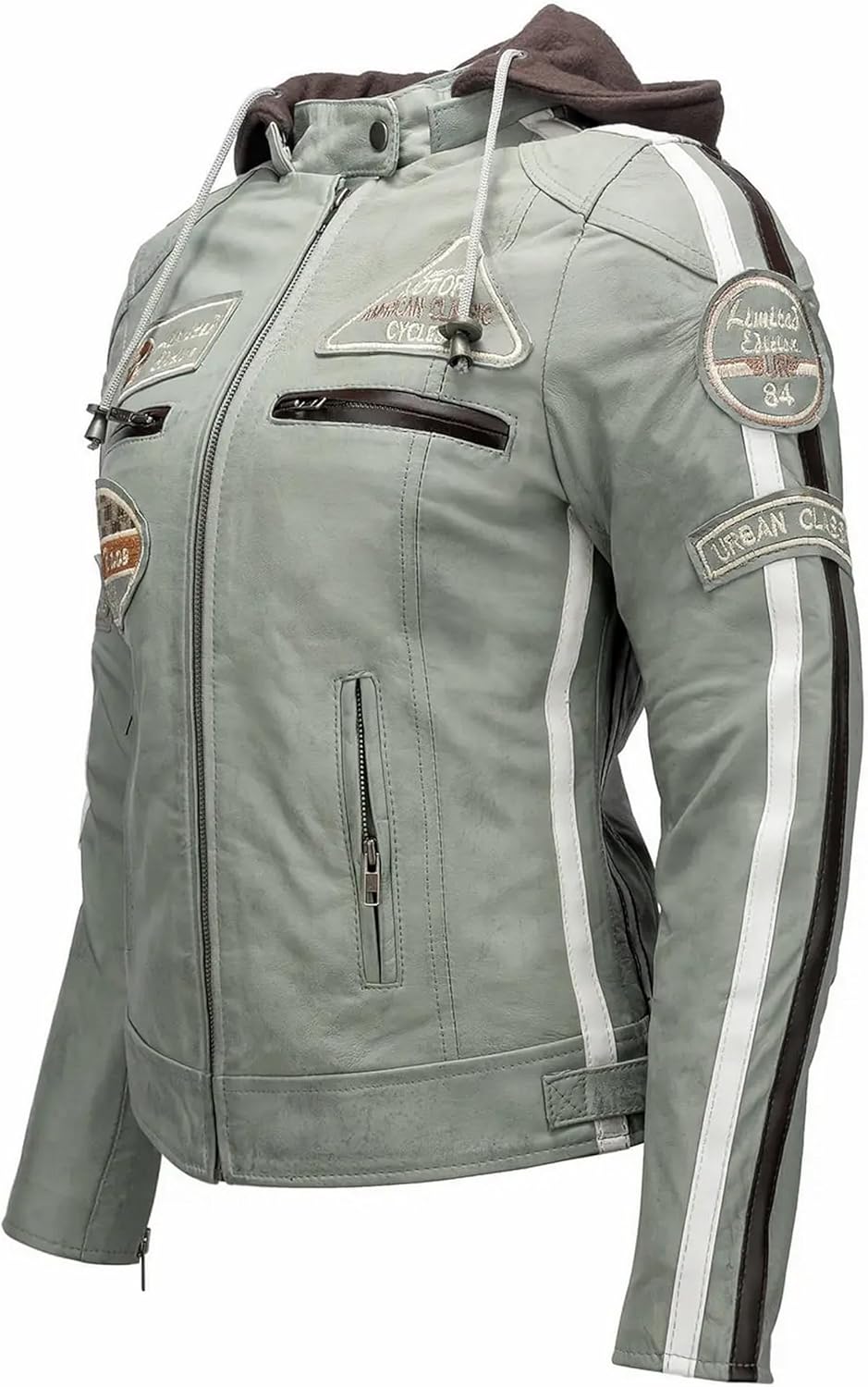 URBAN 5884 Motorradjacke Damen Mit Protektoren, Damenjacke aus Lammleder, Protektoren für Rücken, Sc