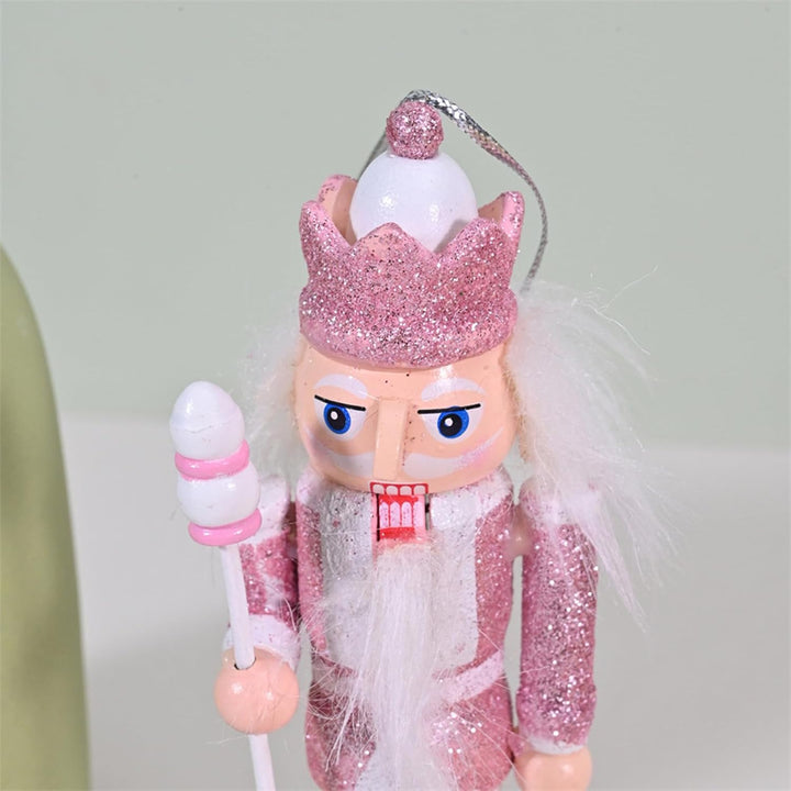Nussknacker Weihnachtsdekoration,Festliche rosa Weihnachtsdekoration für e 4 Stücke,Holz Deko Figure