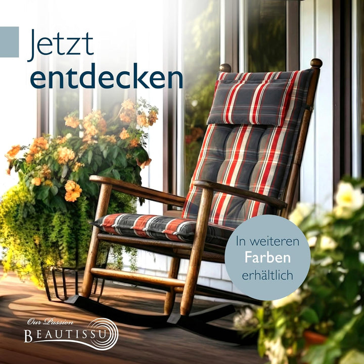 Beautissu 5er Set Gartenstuhlauflagen Hochlehner Auflagen 120x50 cm – 7cm Polster Sitzauflagen Garte