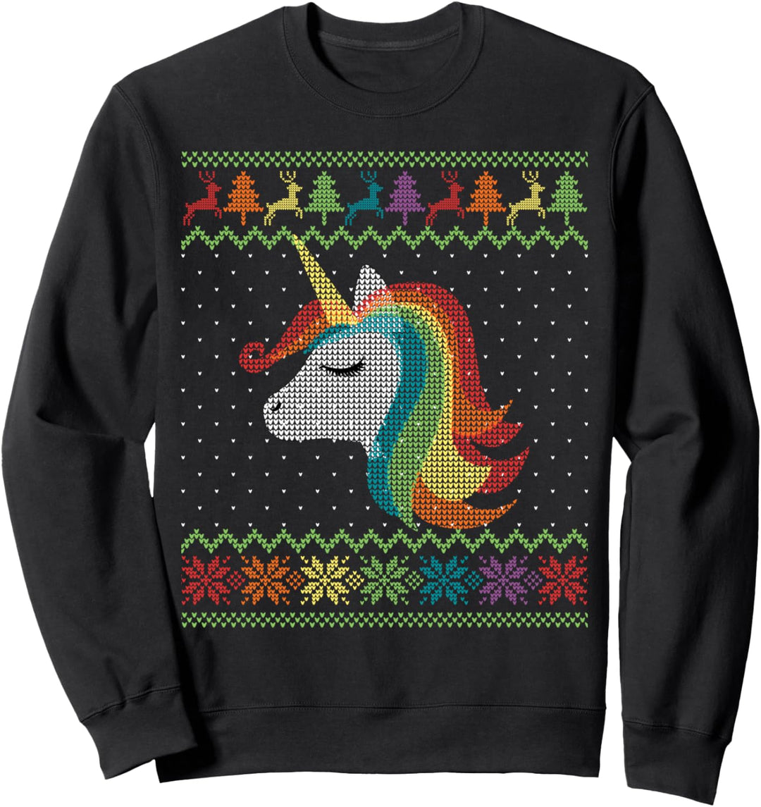 Gay Christmas Rainbow Unicorn LGBT Holiday Party Magic Gift Sweatshirt