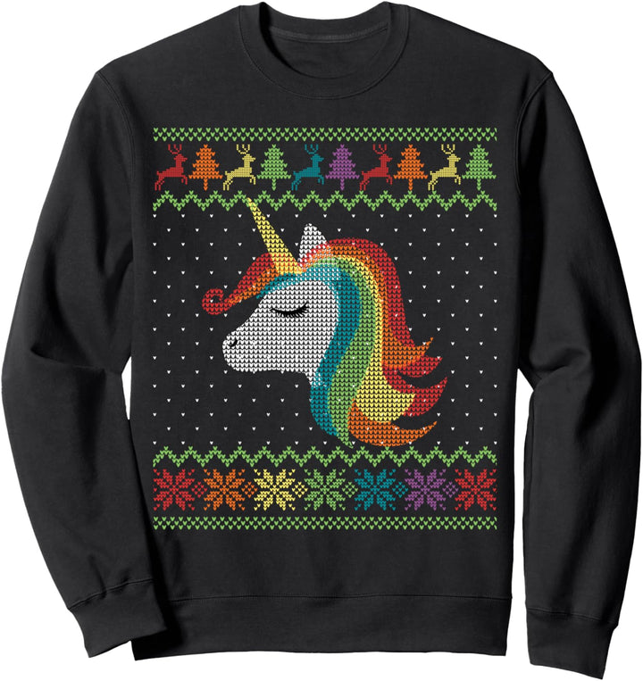 Gay Christmas Rainbow Unicorn LGBT Holiday Party Magic Gift Sweatshirt