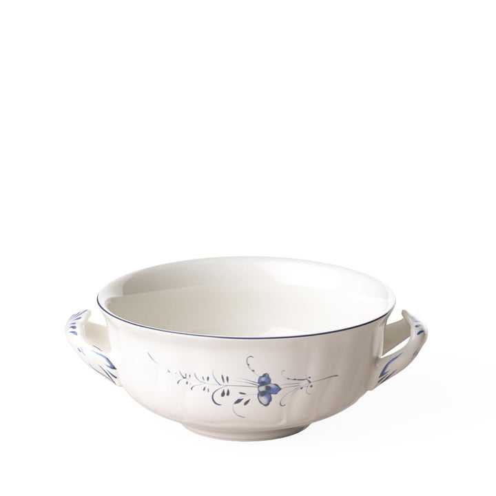 Villeroy und Boch Vieux Luxembourg Suppentasse, 400 ml, Premium Porzellan, weiss/blau 0.40 Litre Kla