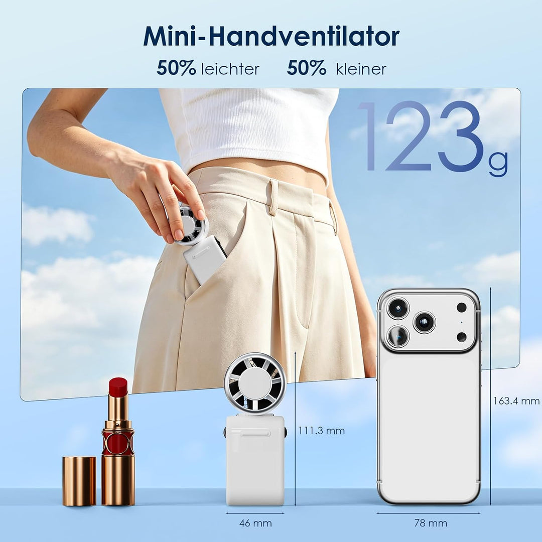 Handventilator Tragbarer Mini Ventilator, Turbo Ventilator mit 100 Stufen und LED Display, 3600mAh W