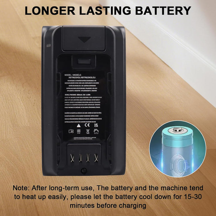21,6 V 3000 mAh Lithium-Ionen-Akku, kompatibel mit Shark XBTR625KSL IW3511, IW3615, IW3110C, IW3111C