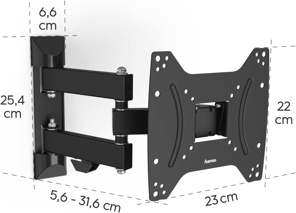 Hama TV Wandhalterung Schwenkbar, Neigbar (19 - 46 Zoll TV Halterung für Fernseher bis zu 20 kg, max