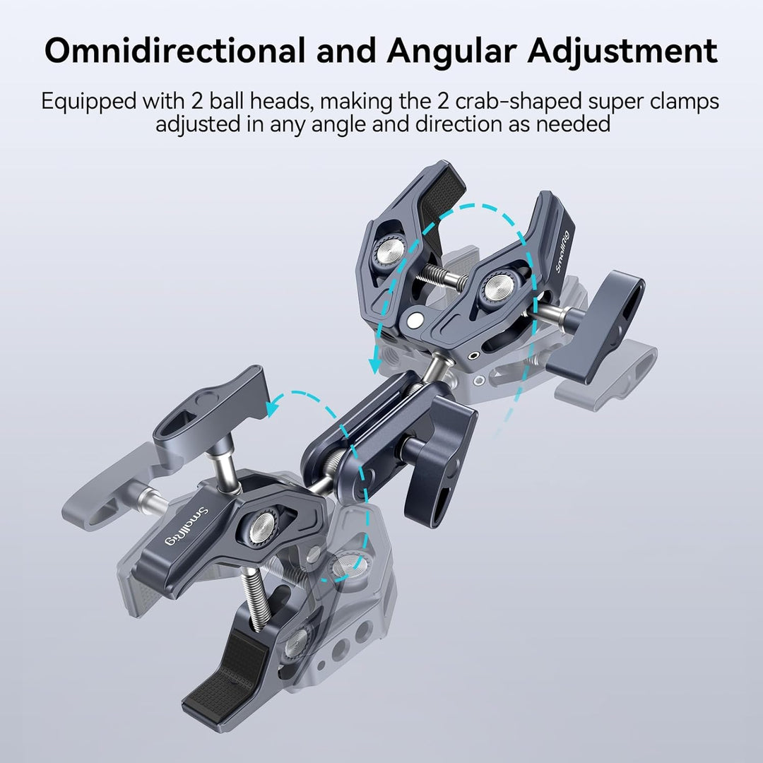 SMALLRIG Super Clamp mit doppelten krabbenförmigen Klemmen, doppelte Kameraklemme, Magic Arm Doppelk
