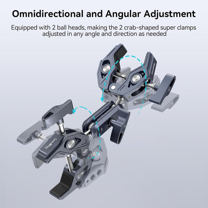 SMALLRIG Super Clamp mit doppelten krabbenförmigen Klemmen, doppelte Kameraklemme, Magic Arm Doppelk